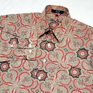 Alan Flusser Medallion Print Long Sleeve Button Down Shirt Large